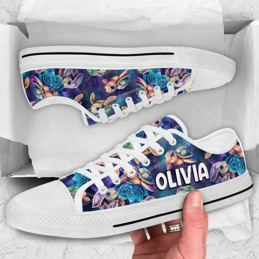 Cute Sea Turtle - Personalized Turtle Low Top Shoes