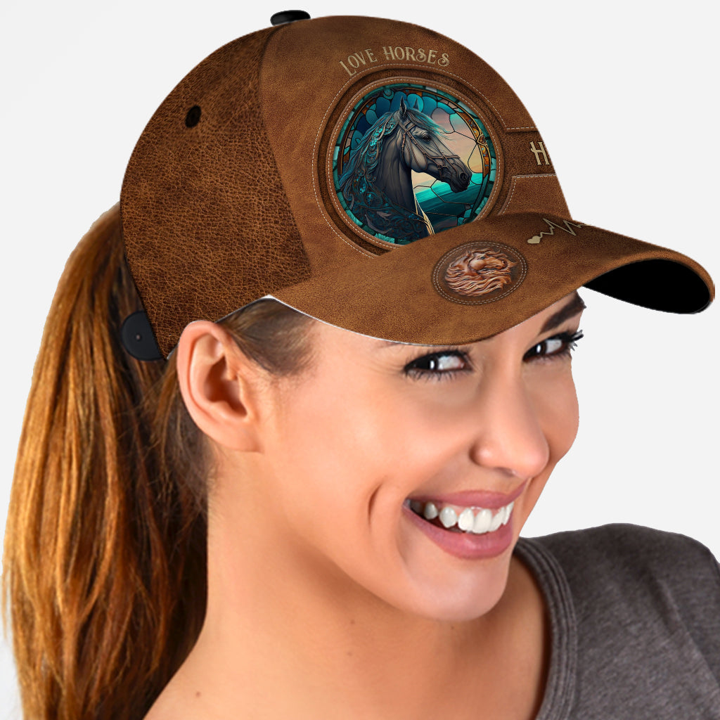 Country Girls Horse Stained Glass - Personalized Horse Classic Cap