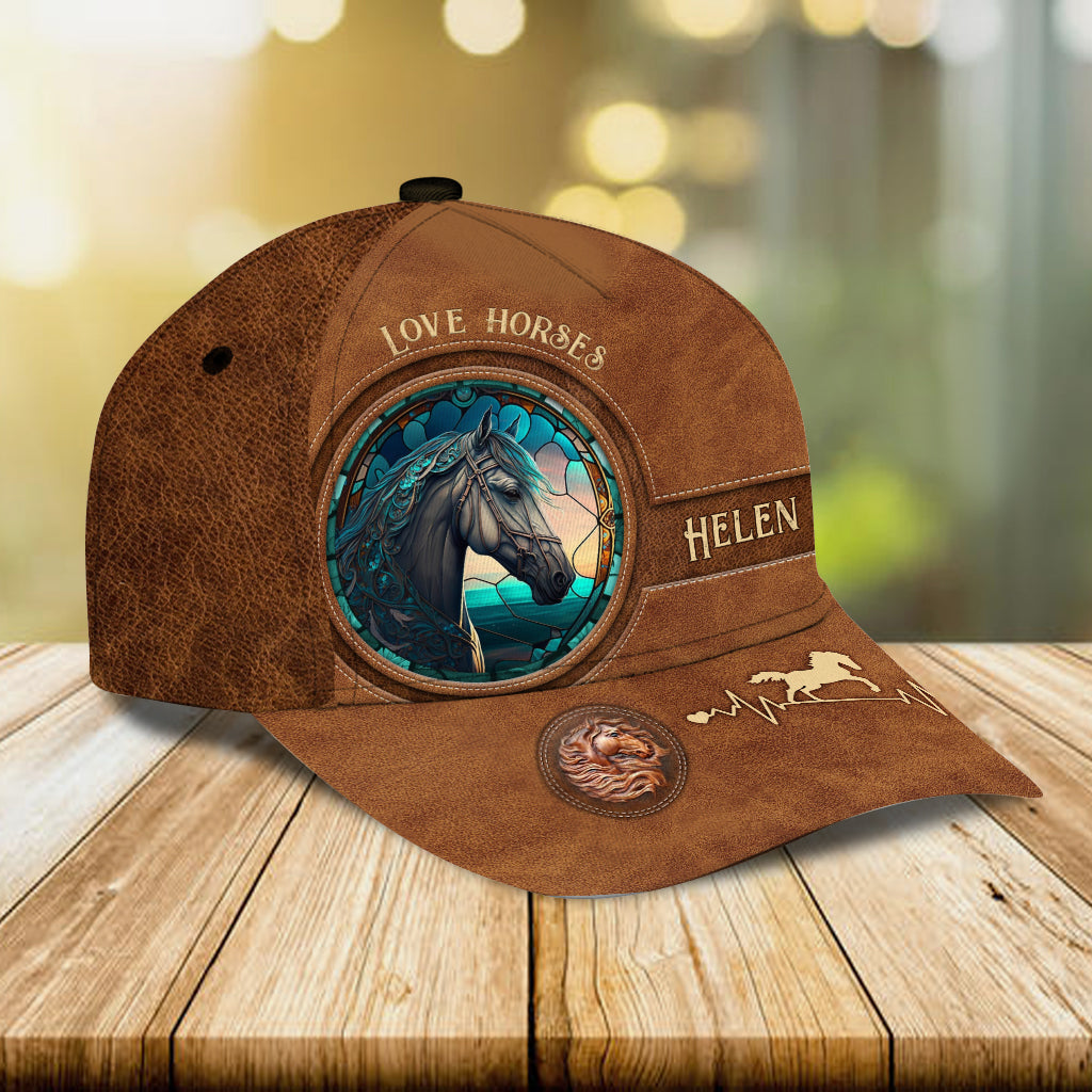 Country Girls Horse Stained Glass - Personalized Horse Classic Cap