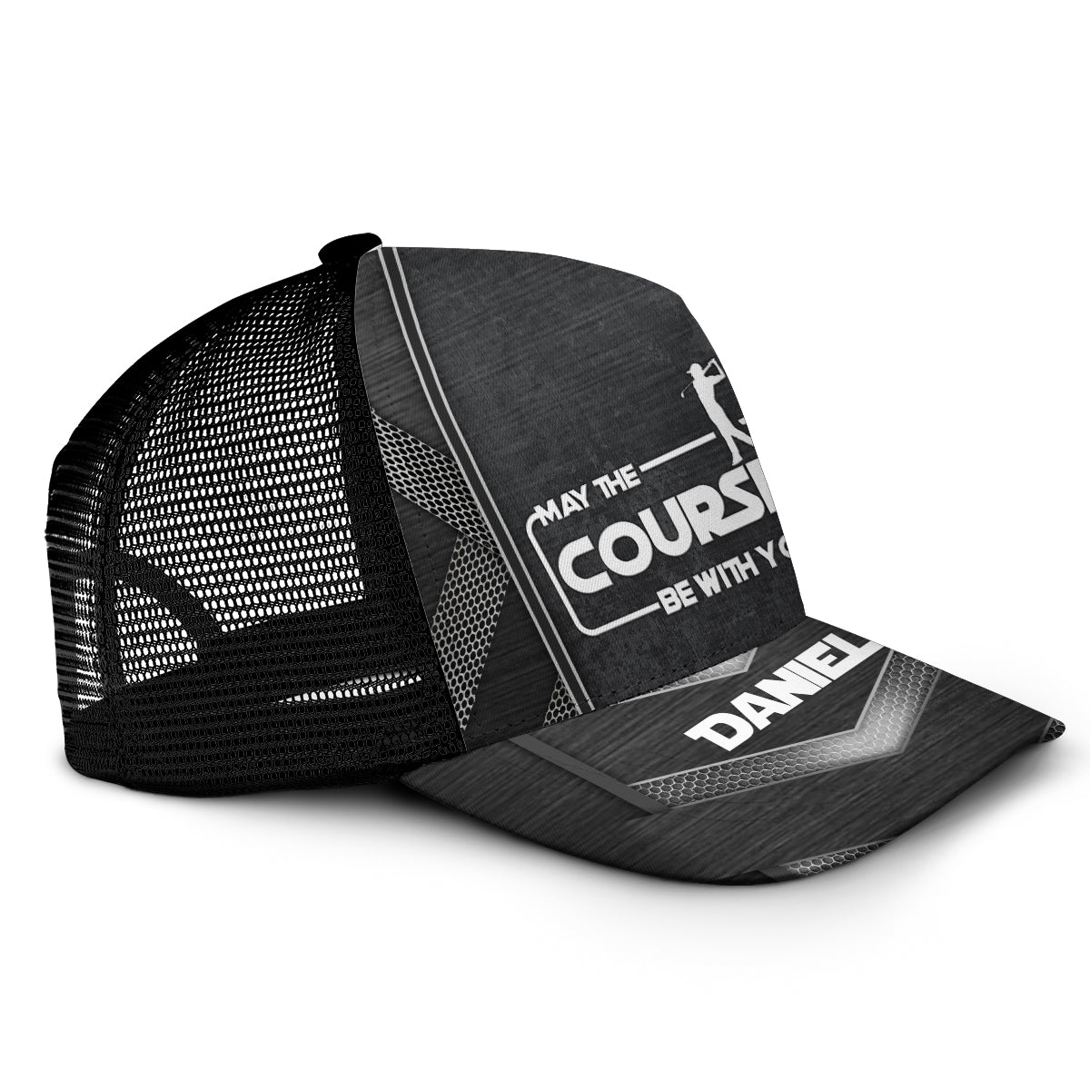 May The Course Be With You - Personalized Golf Trucker Hat (Black Mesh)
