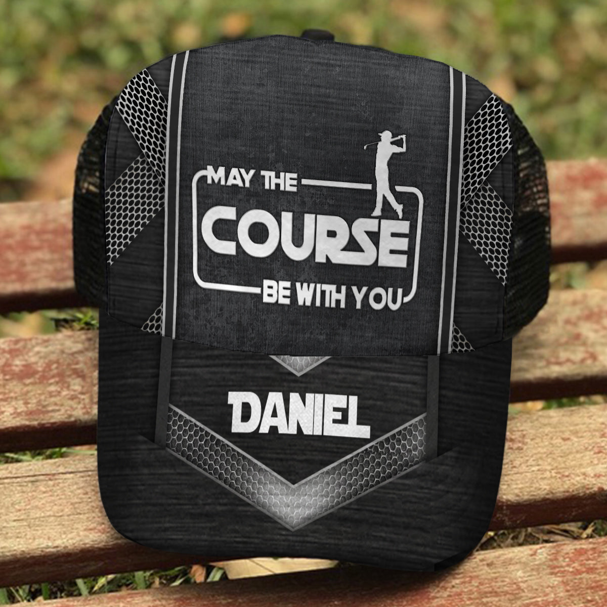 May The Course Be With You - Personalized Golf Trucker Hat (Black Mesh)
