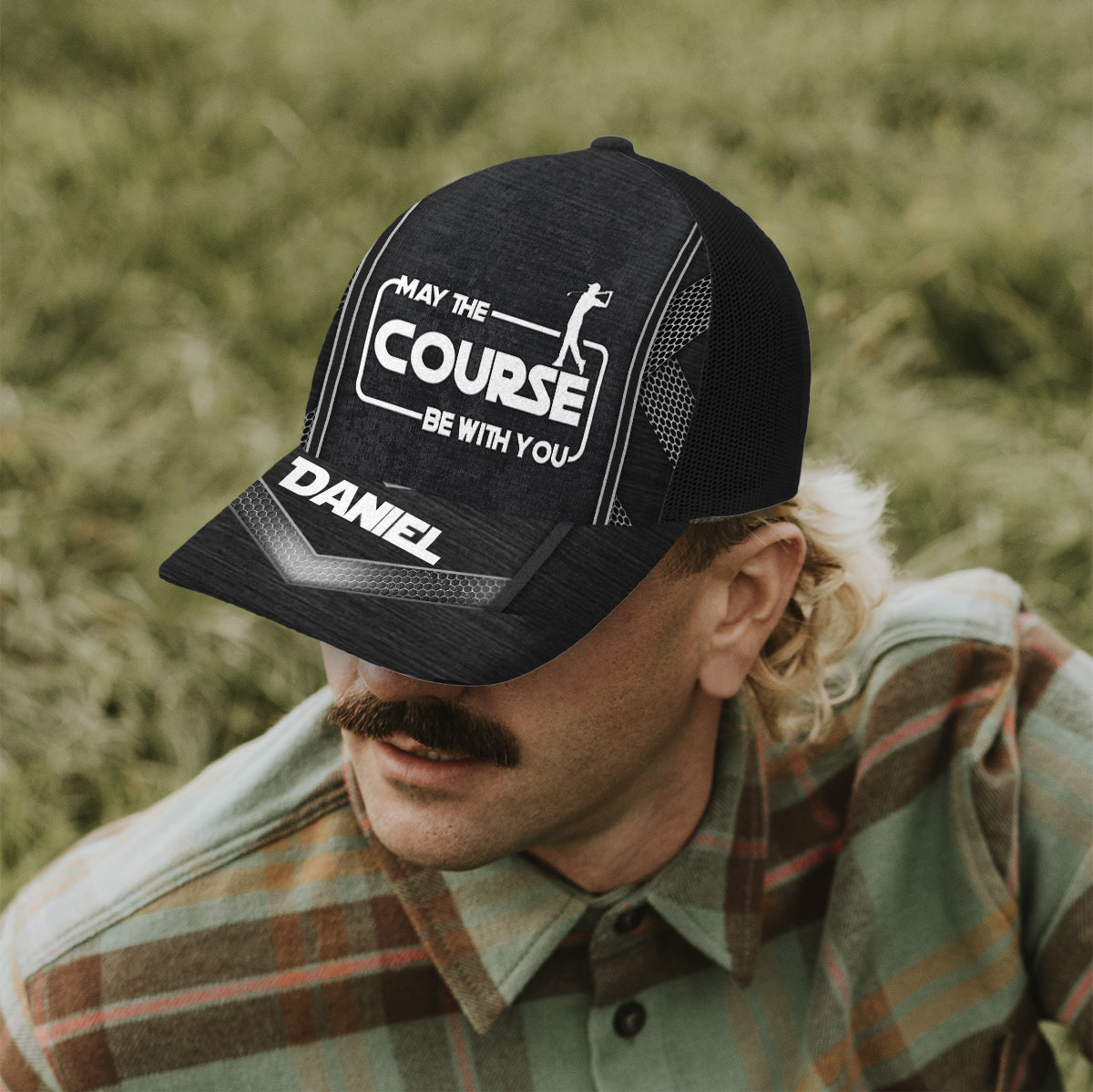 May The Course Be With You - Personalized Golf Trucker Hat (Black Mesh)