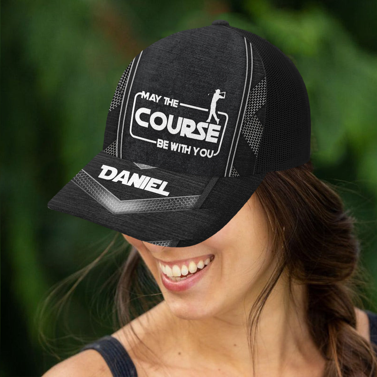 May The Course Be With You - Personalized Golf Trucker Hat (Black Mesh)