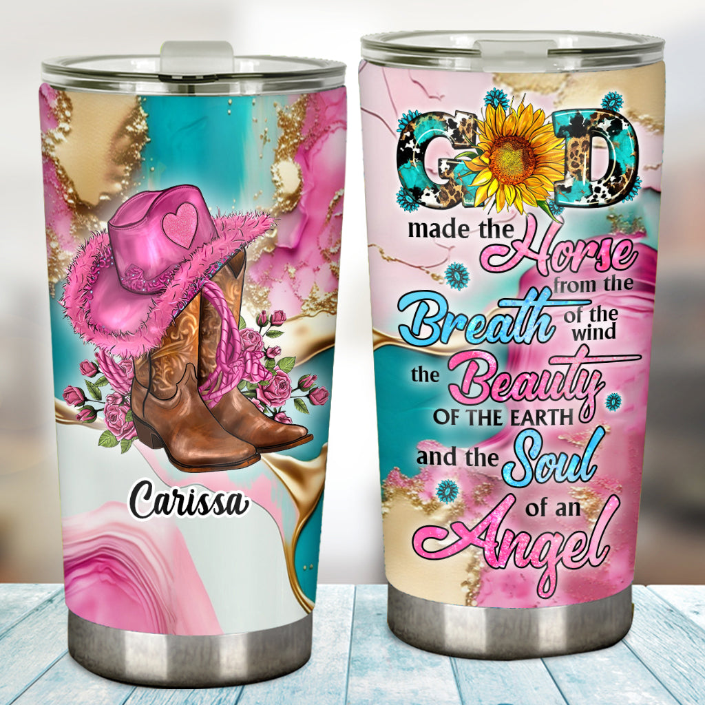 Country Girl Sunflower Turquoise Blue - Personalized Horse Tumbler