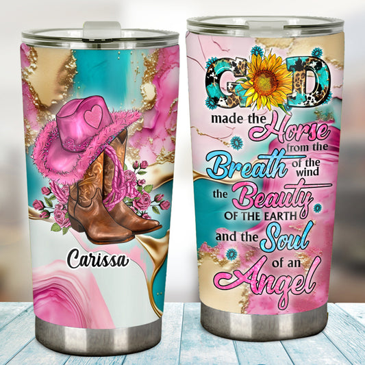 Country Girl Sunflower Turquoise Blue - Personalized Horse Tumbler