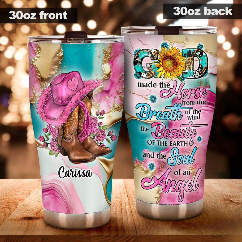 Country Girl Sunflower Turquoise Blue - Personalized Horse Tumbler