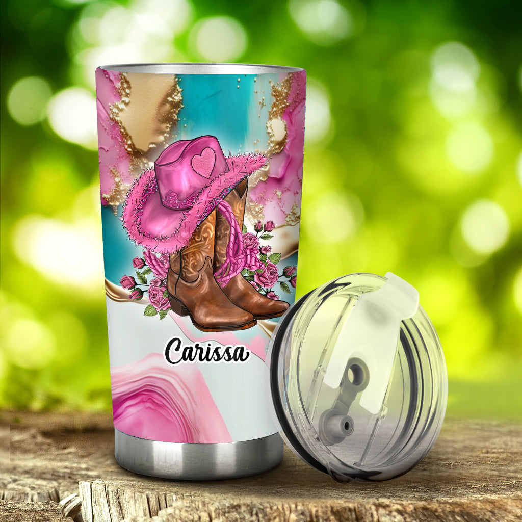 Country Girl Sunflower Turquoise Blue - Personalized Horse Tumbler