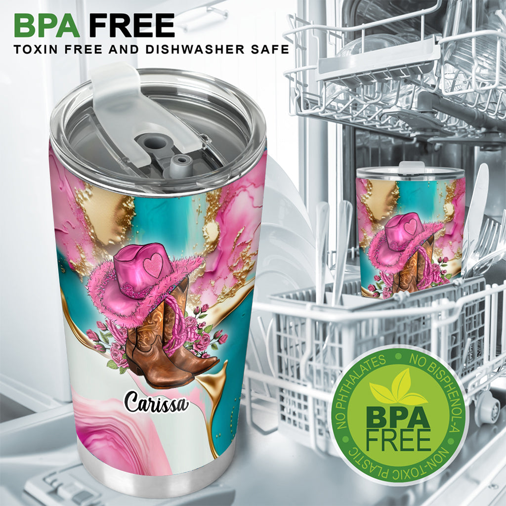 Country Girl Sunflower Turquoise Blue - Personalized Horse Tumbler