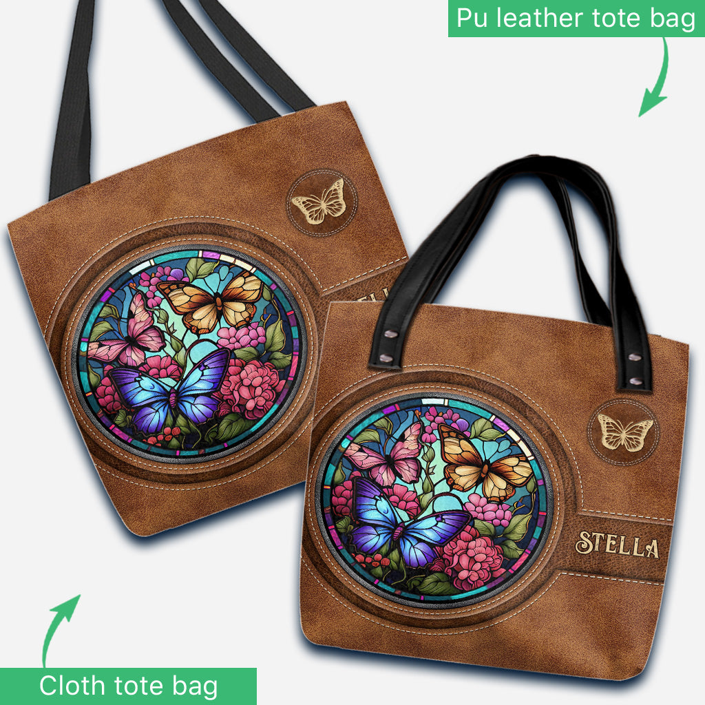 Stained Glass Butterfly - Personalized Butterfly Tote Bag