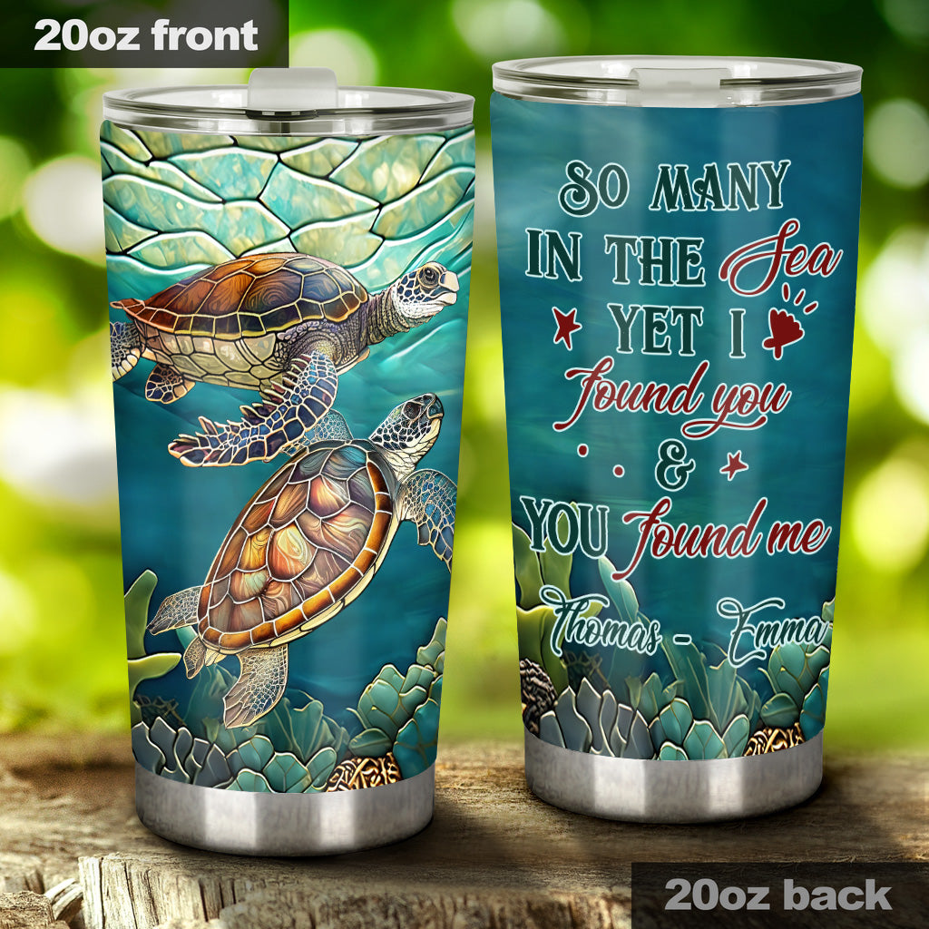 Stained Glass Turtle Couple - Personalized Turtle Tumbler