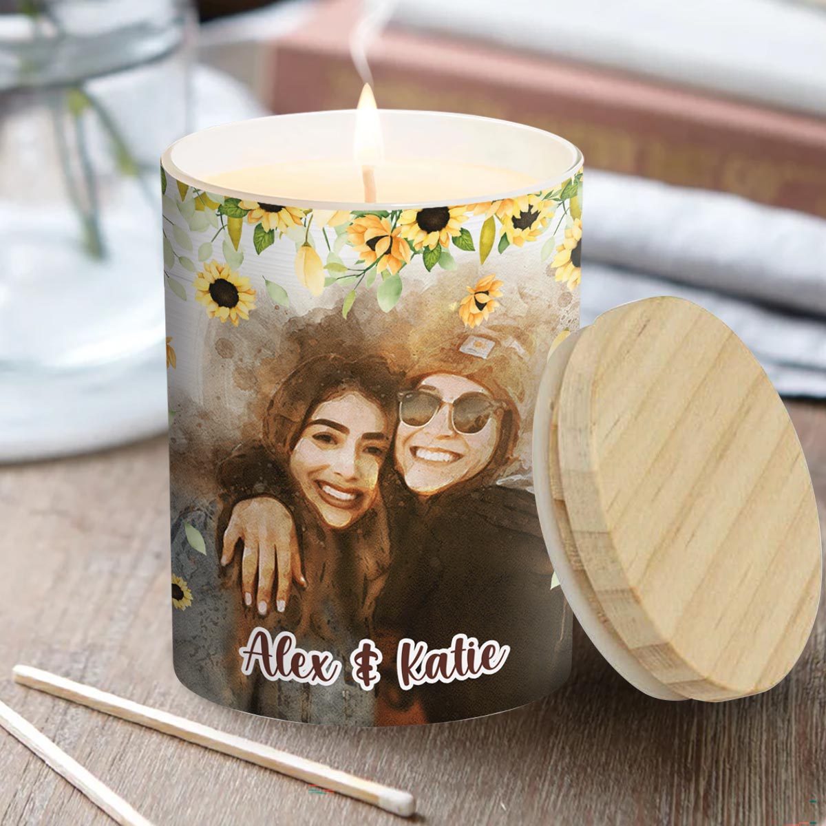 Our Friendship Is Like This Candle - Personalized Bestie Candle With Wooden Lid