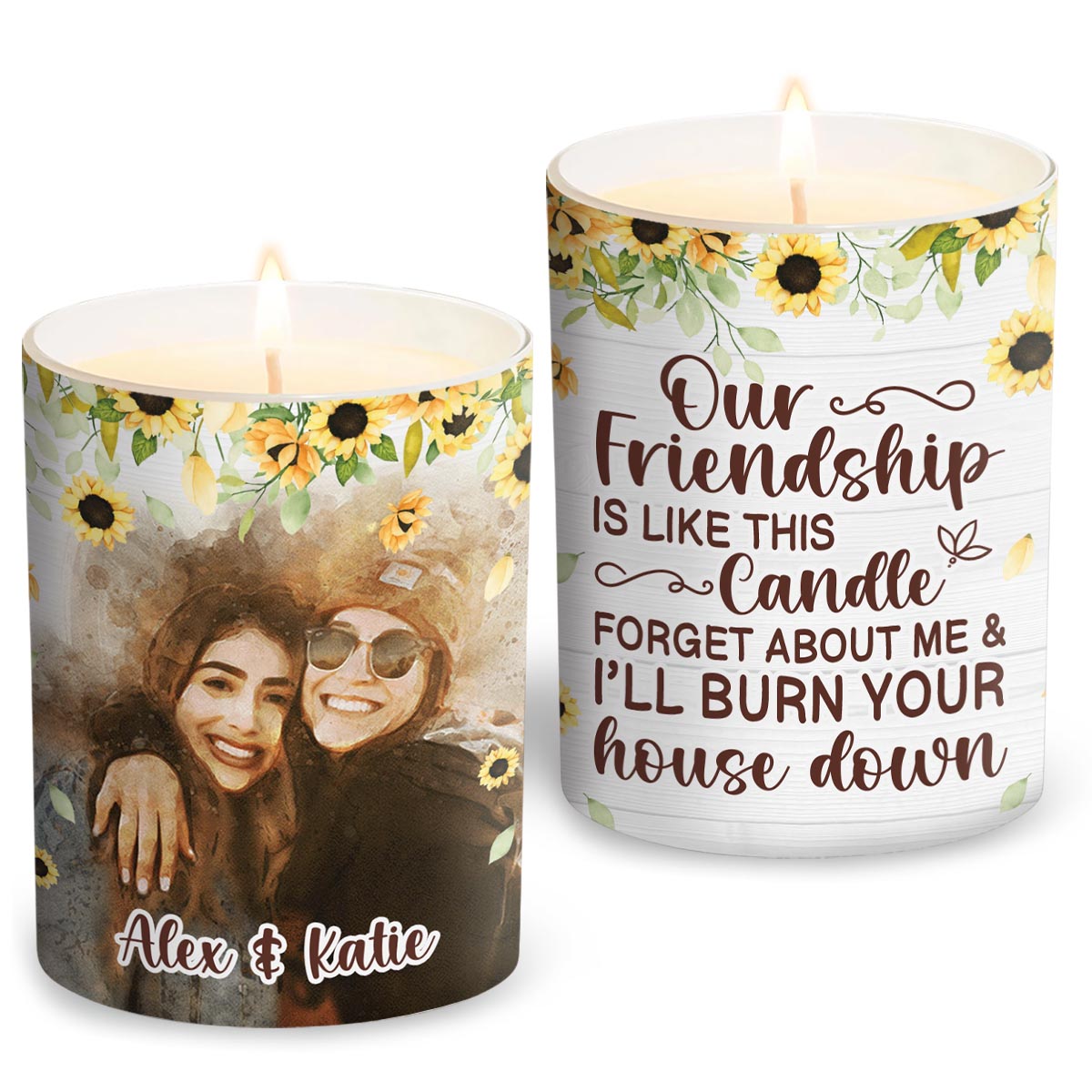 Our Friendship Is Like This Candle - Personalized Bestie Candle With Wooden Lid