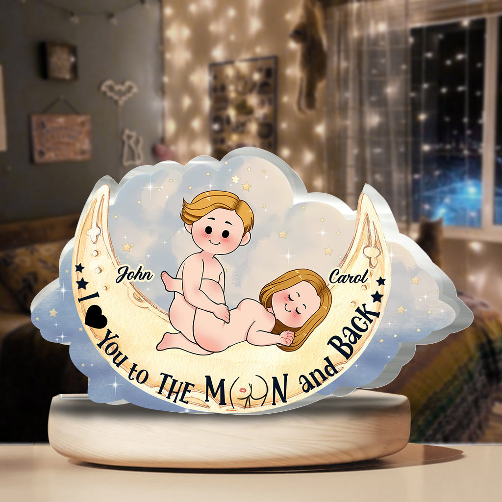 Love You To The Moon And Back - Personalized Couple Custom Shaped Acrylic Plaque