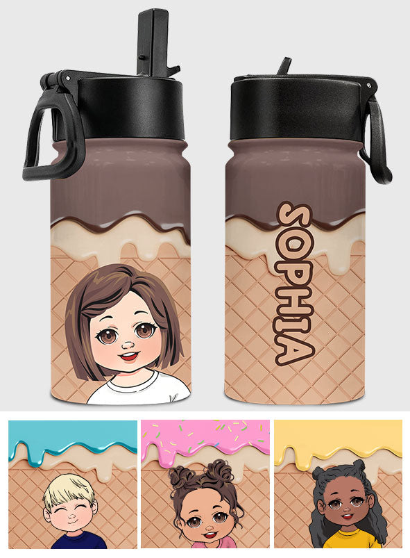 Ice Cream Chillin' - Family gift for toddler - child (2- 16 year) - Personalized Kids Water Bottle