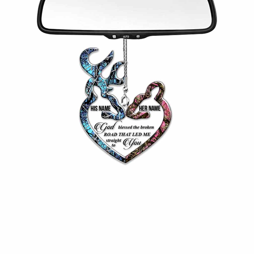 God Blessed The Broken Road - Personalized Hunting Transparent Car Ornament