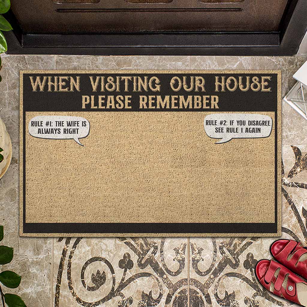 Visiting My House Please Remember Wife's Rule - Personalized Couple Doormat