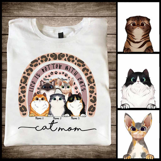 Cat Mom - Personalized Cat T-shirt and Hoodie