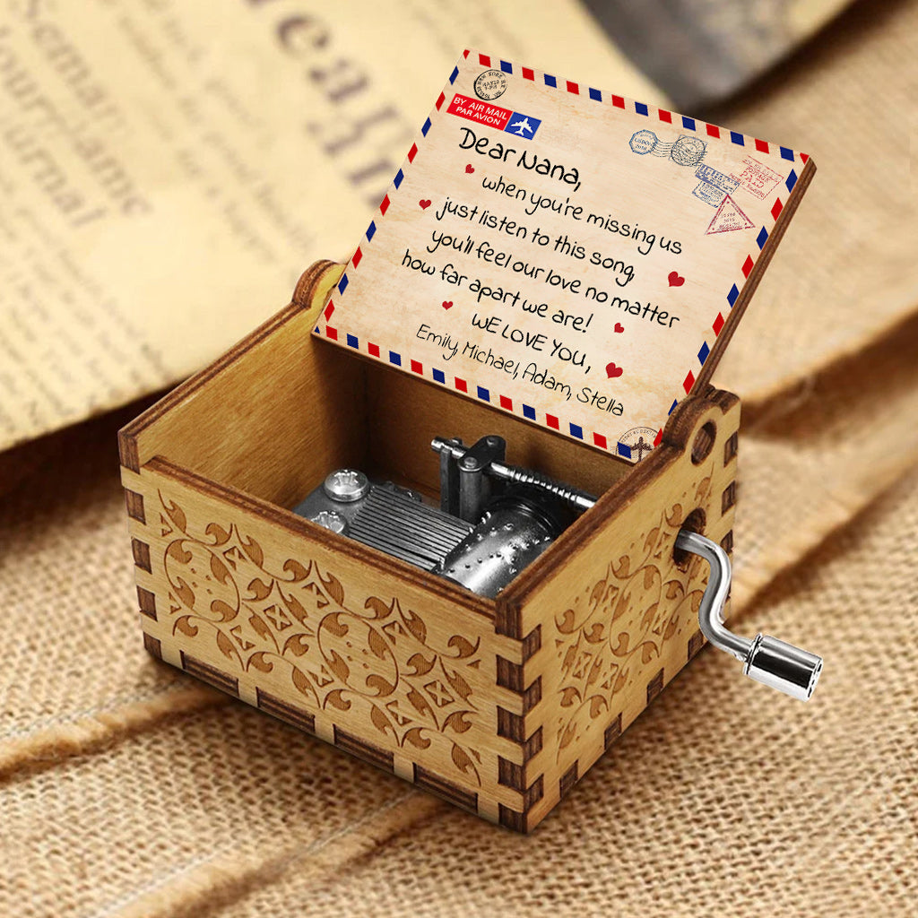 When You're Missing Us - Gift for grandma, mom, daughter, granddaughter, son, grandson, dad, grandpa - Personalized Hand Crank Music Box