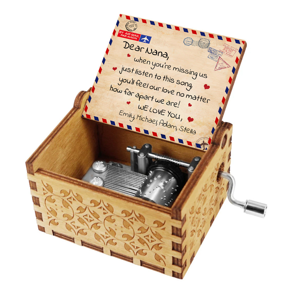When You're Missing Us - Gift for grandma, mom, daughter, granddaughter, son, grandson, dad, grandpa - Personalized Hand Crank Music Box