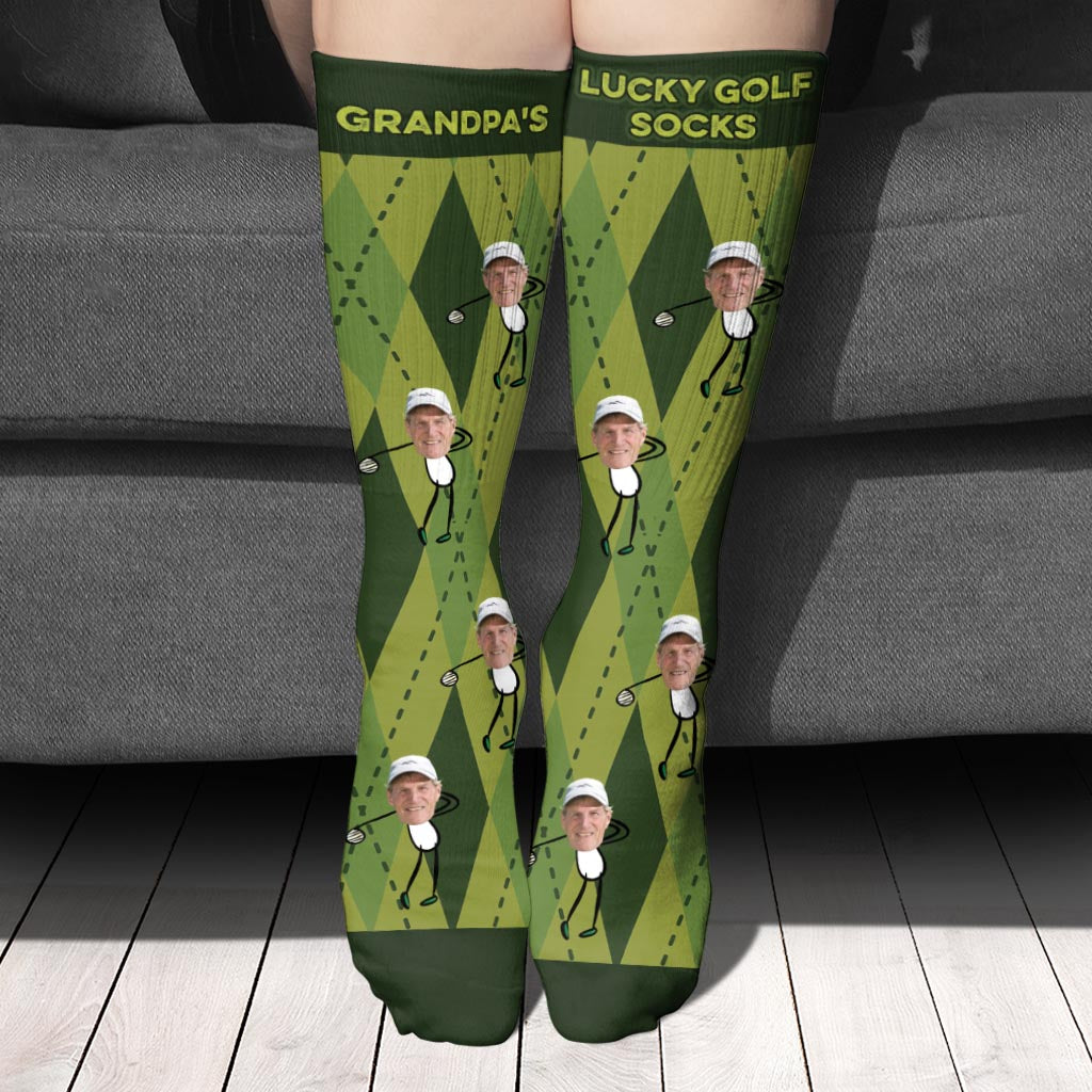 Grandpa's Lucky Golf Socks - Personalized Father's Day Grandpa Socks