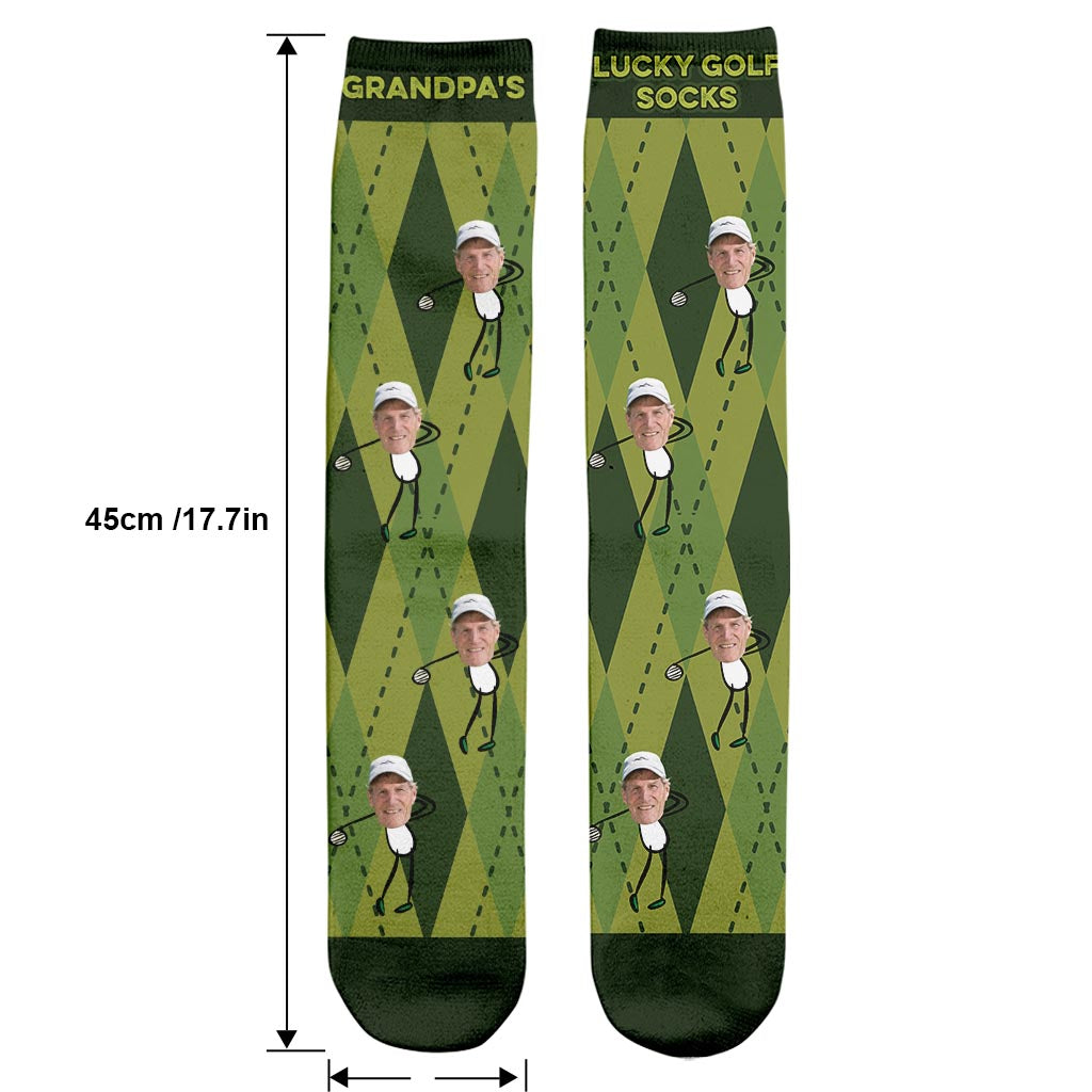 Grandpa's Lucky Golf Socks - Personalized Father's Day Grandpa Socks