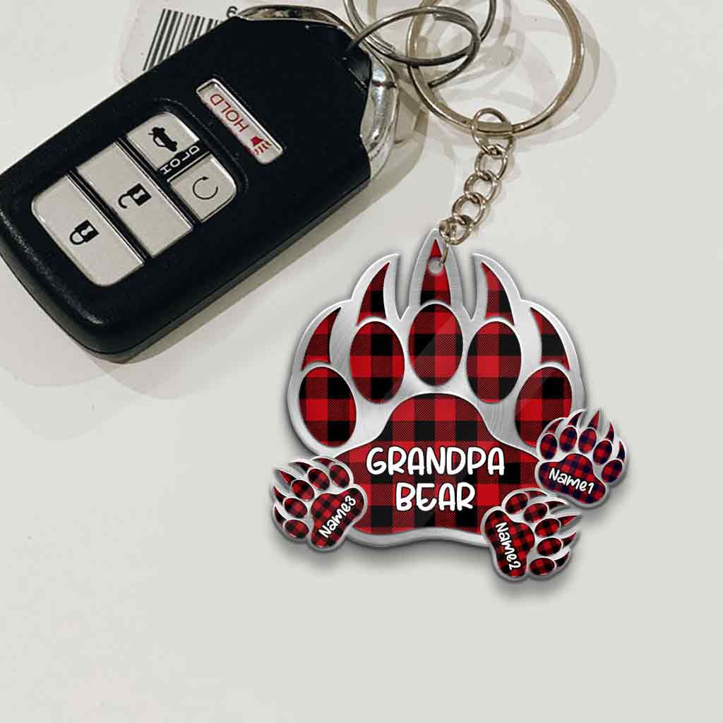 Grandpa Bear - Personalized Grandpa Keychain (Printed On Both Sides)