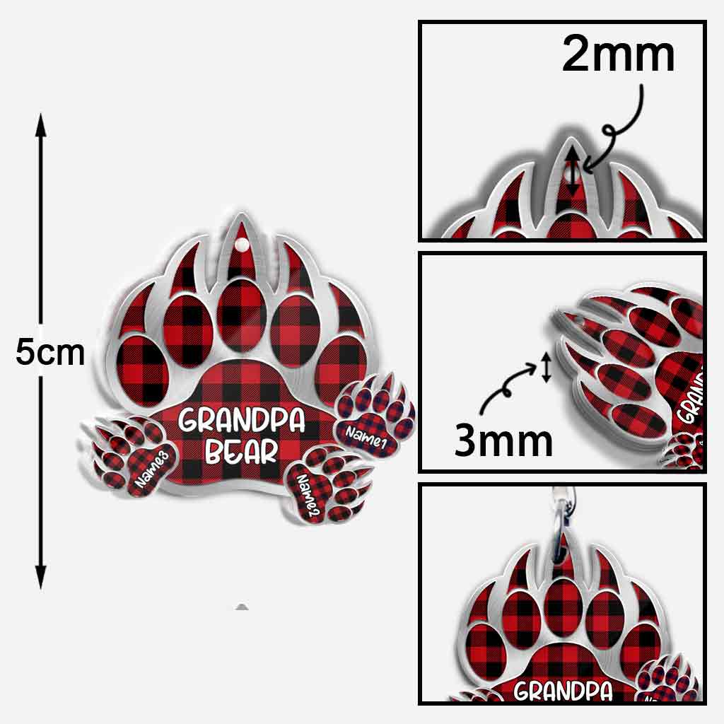 Grandpa Bear - Personalized Grandpa Keychain (Printed On Both Sides)