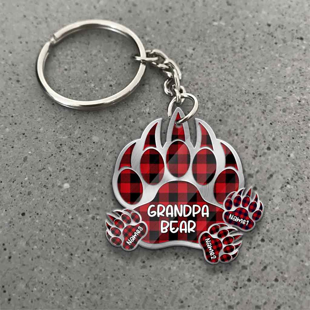 Grandpa Bear - Personalized Grandpa Keychain (Printed On Both Sides)