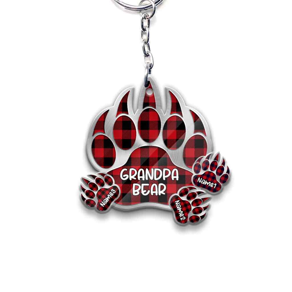 Grandpa Bear - Personalized Grandpa Keychain (Printed On Both Sides)
