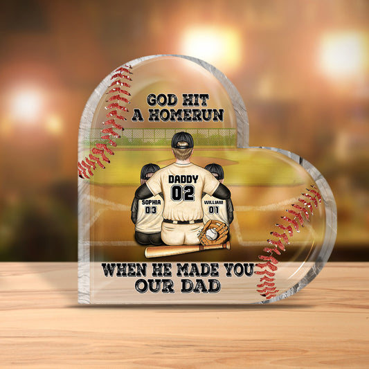 God Hit a Homerun - Personalized Father's Day Baseball Custom Shaped Acrylic Plaque