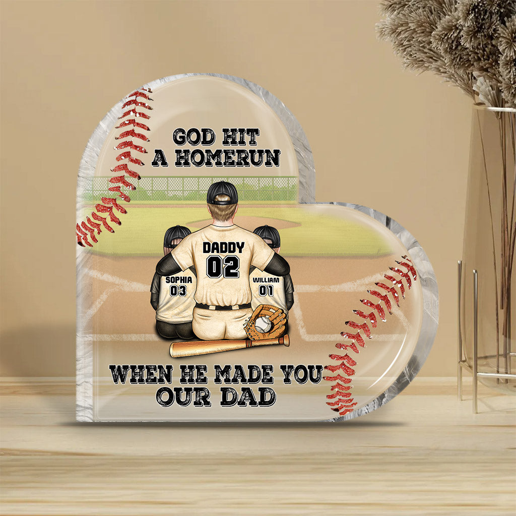 God Hit a Homerun - Personalized Father's Day Baseball Custom Shaped Acrylic Plaque