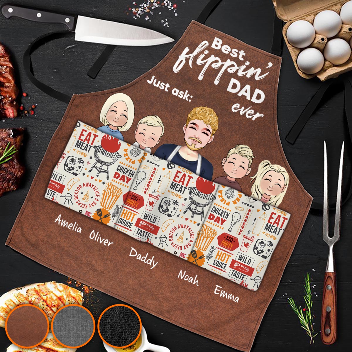 Best Flippin' Dad - Gift for dad, grandma, grandpa, mom, uncle, aunt - Personalized Apron