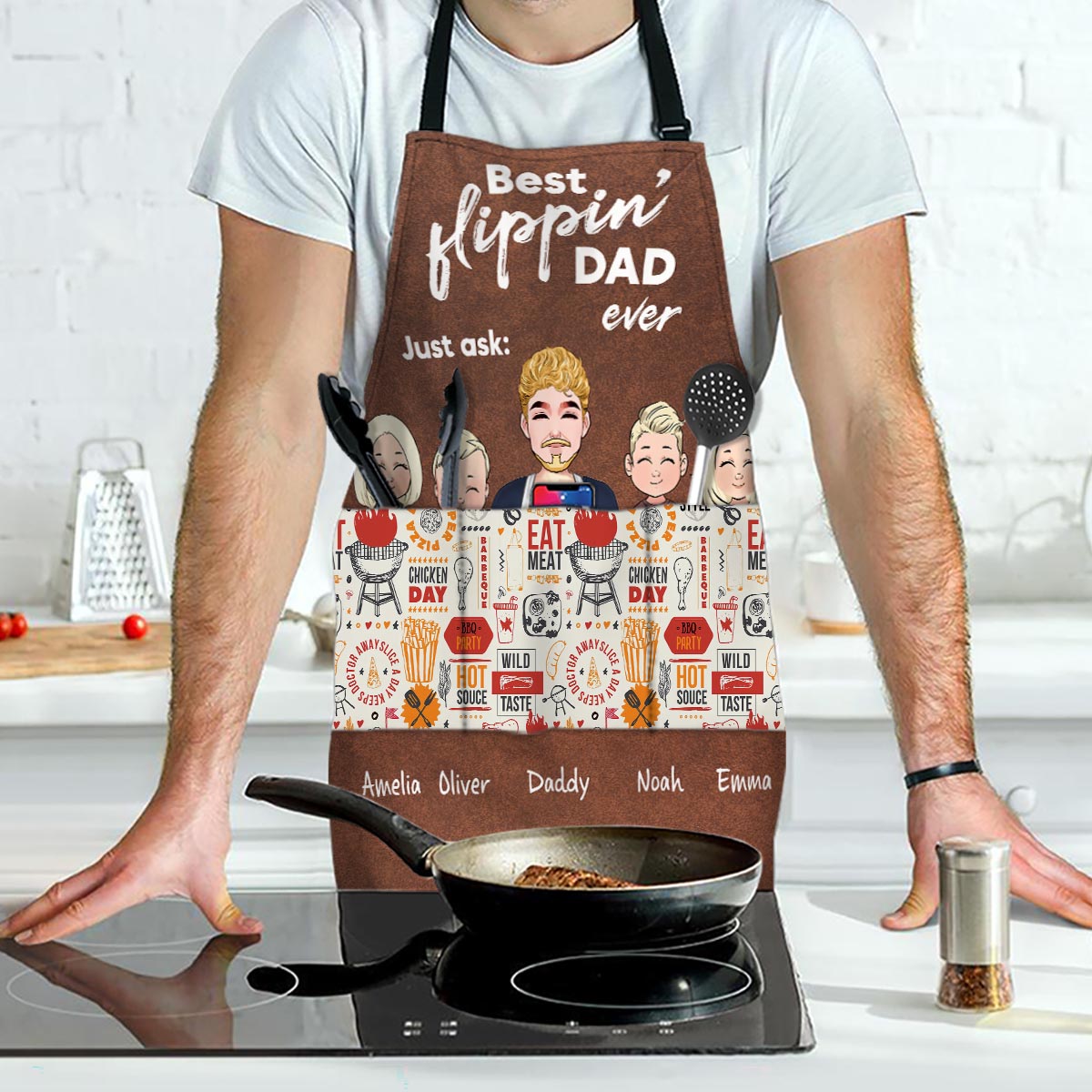 Best Flippin' Dad - Gift for dad, grandma, grandpa, mom, uncle, aunt - Personalized Apron