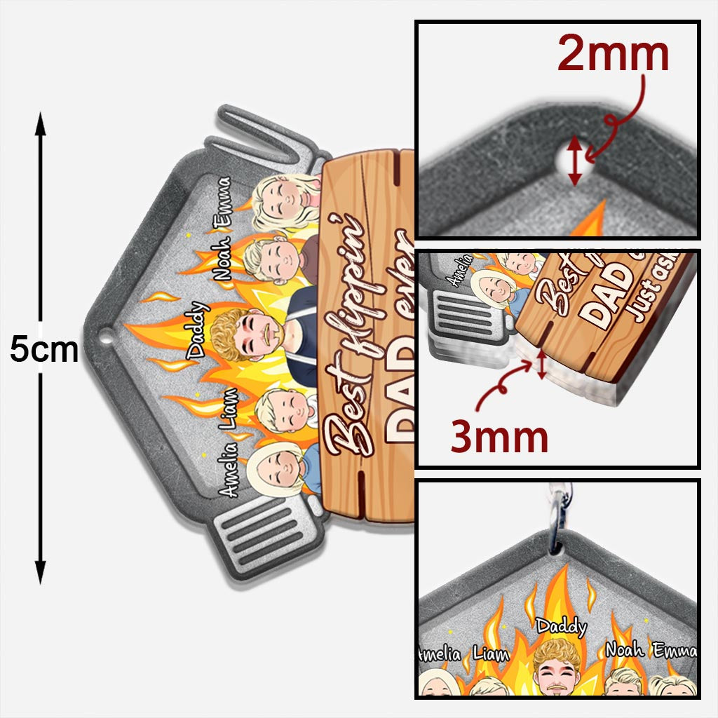 Best Flippin' Dad - Personalized Father's Day Father Keychain (Printed On Both Sides)