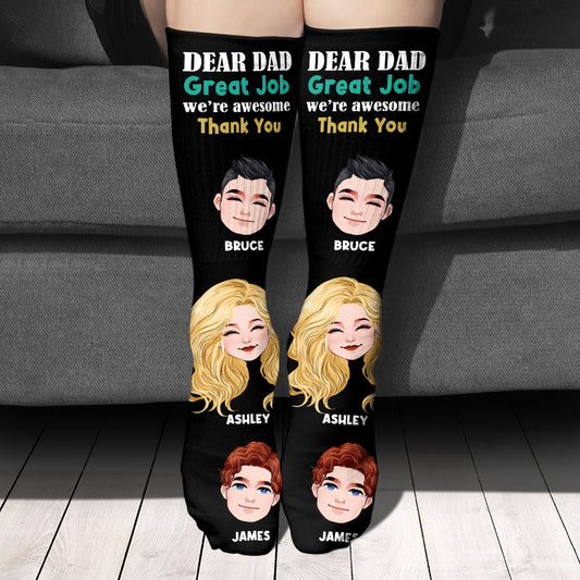 Dear Dad Great Job - Personalized Father Socks