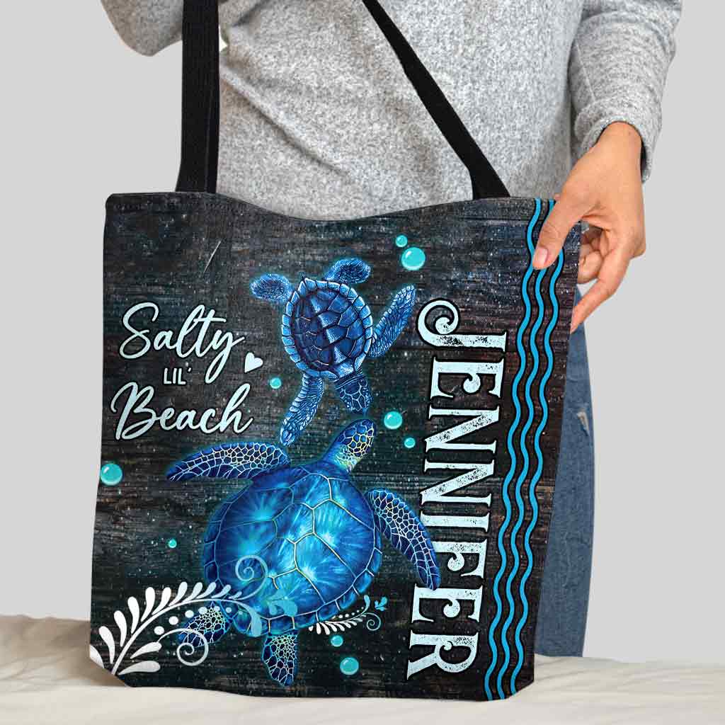 Salty Lil' Beach - Personalized Turtle Tote Bag