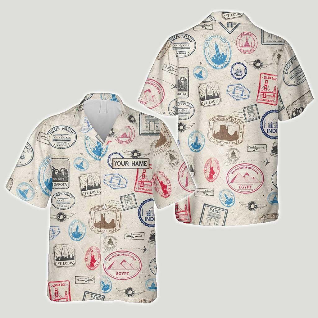 Landmark Stamps - Personalized Travelling Hawaiian Shirt