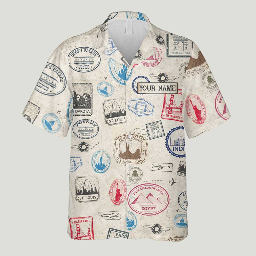 Landmark Stamps - Personalized Travelling Hawaiian Shirt
