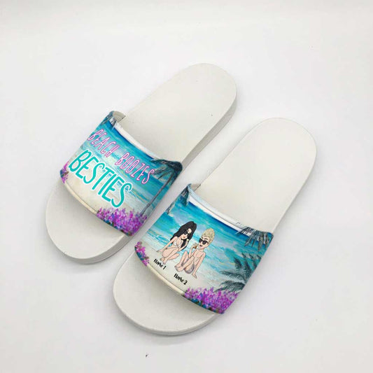 Beach Boozes Besties - Personalized Sea Lover Slide Sandals