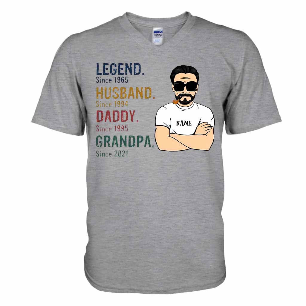 Legend Husband Daddy Grandpa - Personalized Dad T-shirt and Hoodie 062021