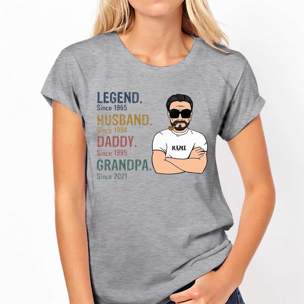 Legend Husband Daddy Grandpa - Personalized Dad T-shirt and Hoodie 062021