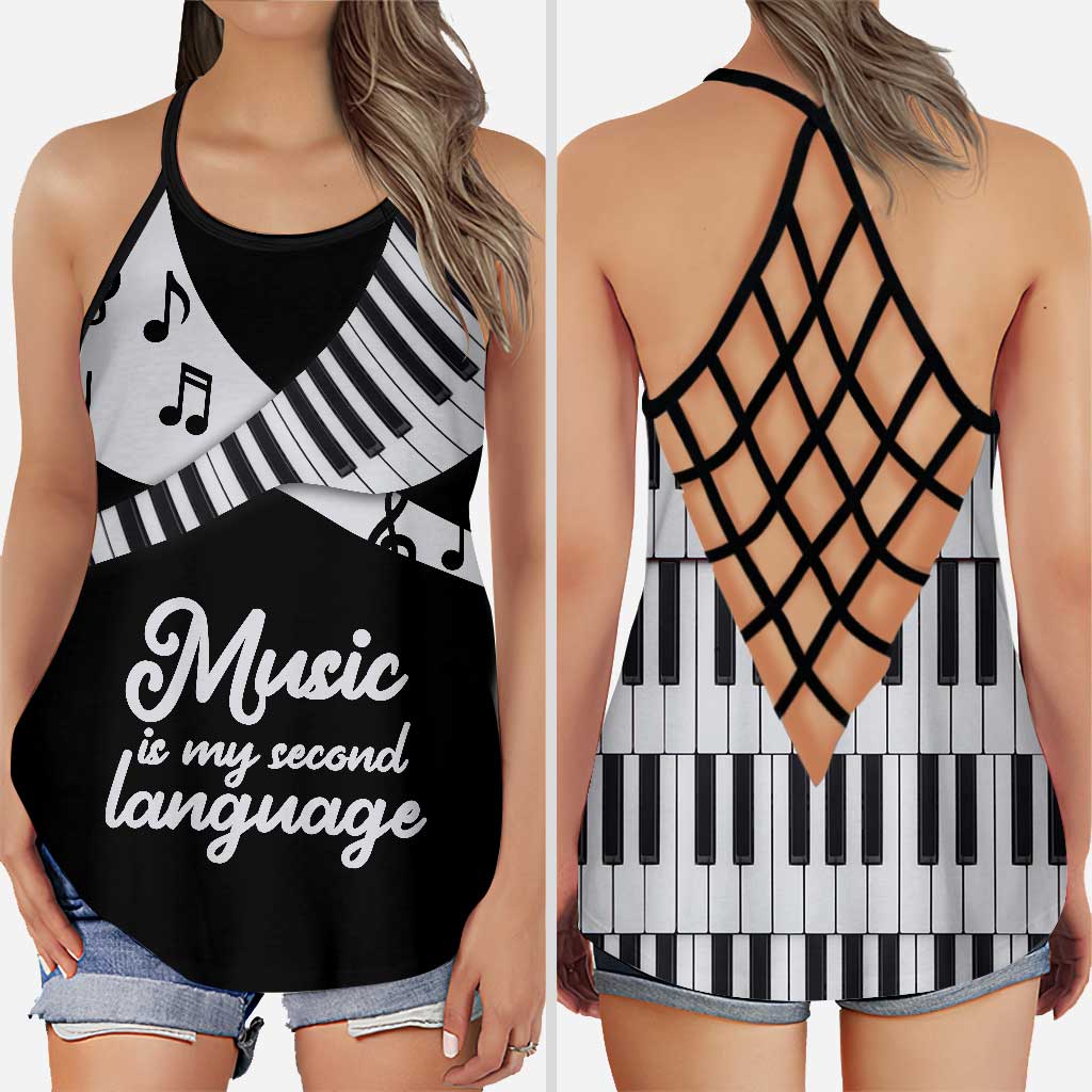 Music Lovers - Piano Cross Tank Top and Leggings