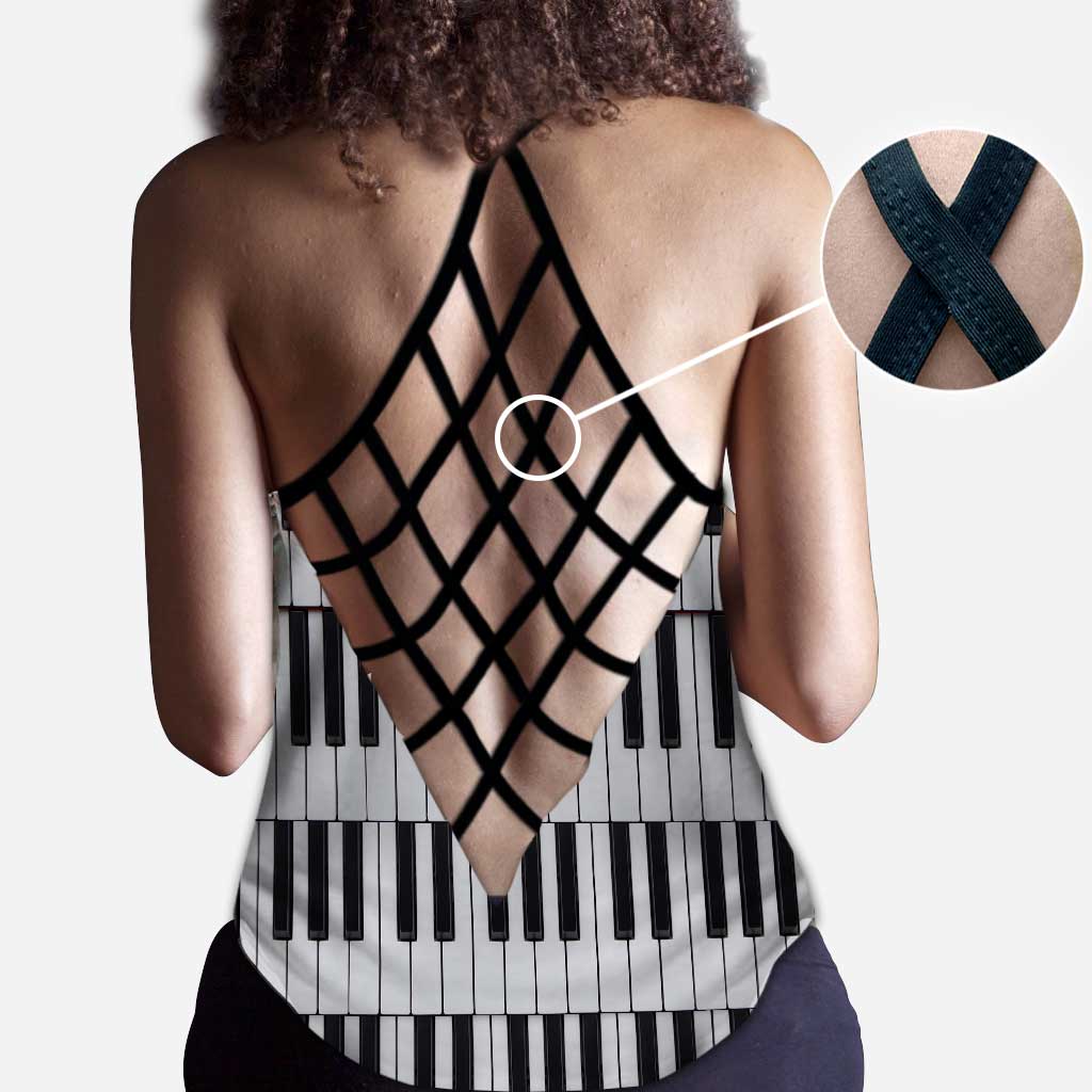 Music Lovers - Piano Cross Tank Top and Leggings