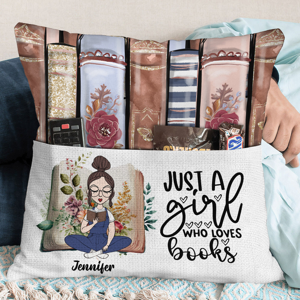 Just A Girl Who Loves Books - Personalized Book Pocket Pillow