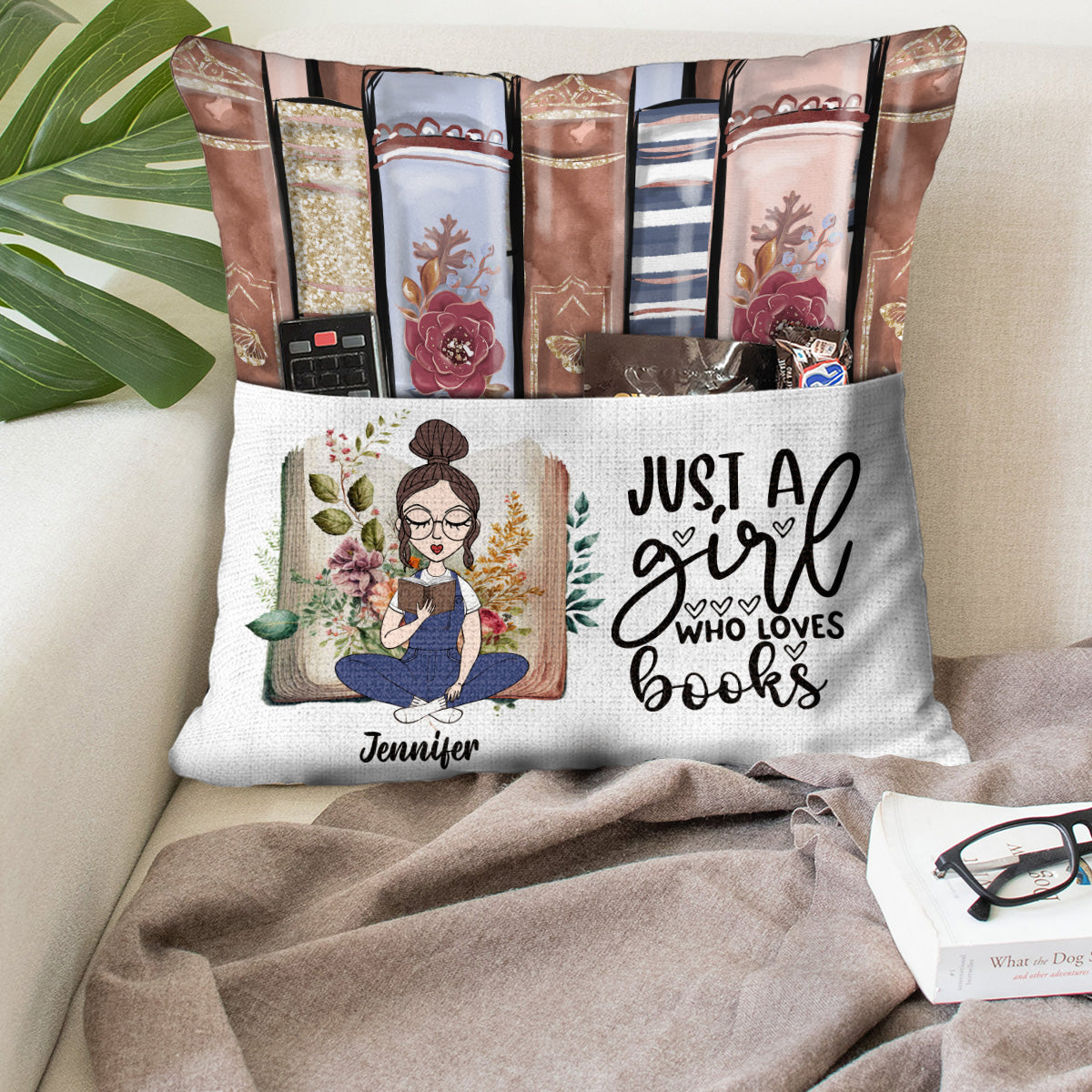 Just A Girl Who Loves Books - Personalized Book Pocket Pillow