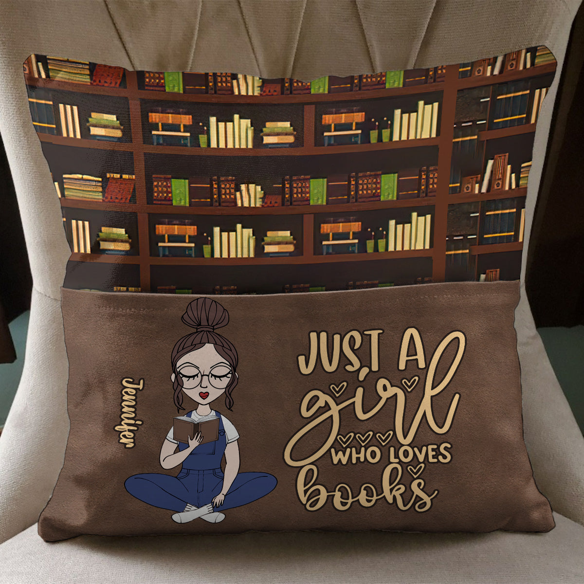 Just A Girl Who Loves Books - Personalized Book Pocket Pillow