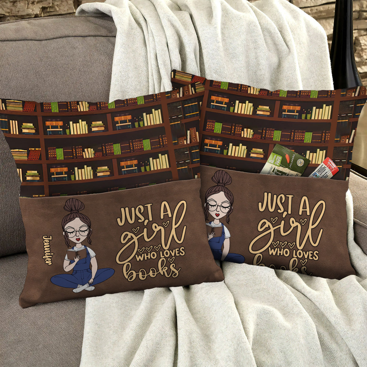 Just A Girl Who Loves Books - Personalized Book Pocket Pillow