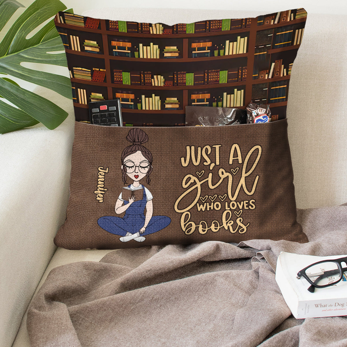 Just A Girl Who Loves Books - Personalized Book Pocket Pillow
