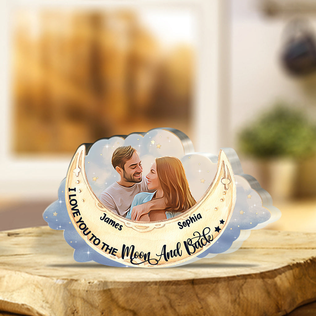 I Love You To The Moon And Back - Personalized Couple Custom Shaped Acrylic Plaque