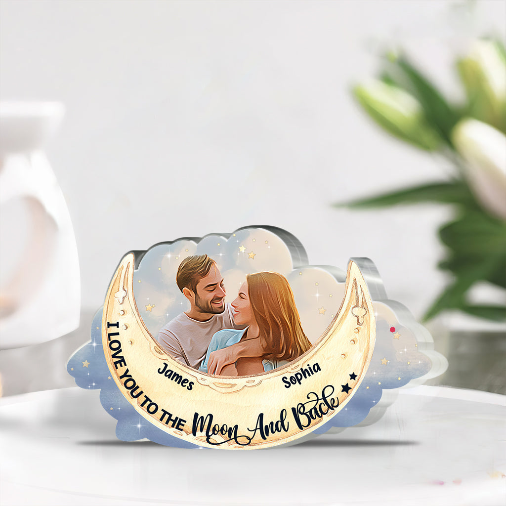 I Love You To The Moon And Back - Personalized Couple Custom Shaped Acrylic Plaque
